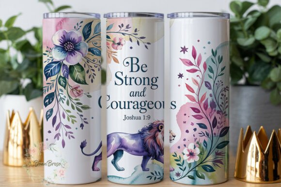 Be Strong Courageous Floral 20oz Tumbler