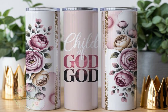 Child of God Floral Tumbler Wrap PNG