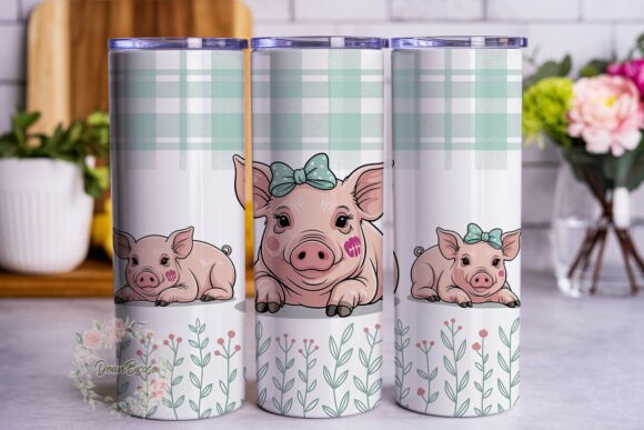 Cute Piglet Floral 20oz Tumbler Wrap