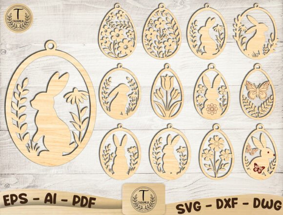 Easter Bunny Egg Ornament SVG Bundle