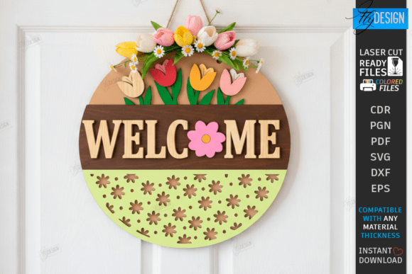 Easter Round Sign Laser Cut Wall Decor