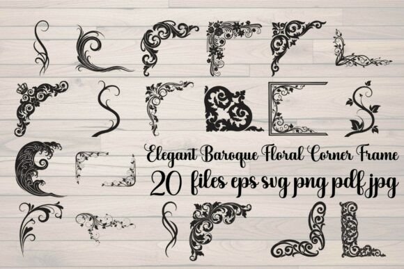 Elegant Baroque Floral Corner Frame