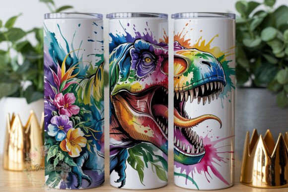 Floral Dinosaur Roar 20oz Tumbler Wrap