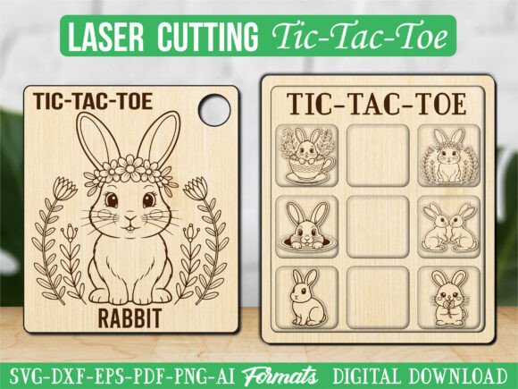 Floral Rabbit Tic Tac Toe Puzzle Game