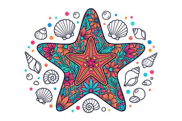 Floral Starfish Shell Beach Design