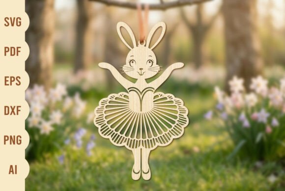 Floral Tutu Bunny Laser Cut Design