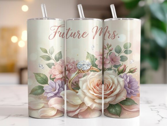 Future Mrs Bridal Floral Tumbler Wrap