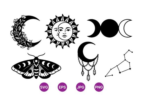 Mystic Moon and Sun SVG Clipart