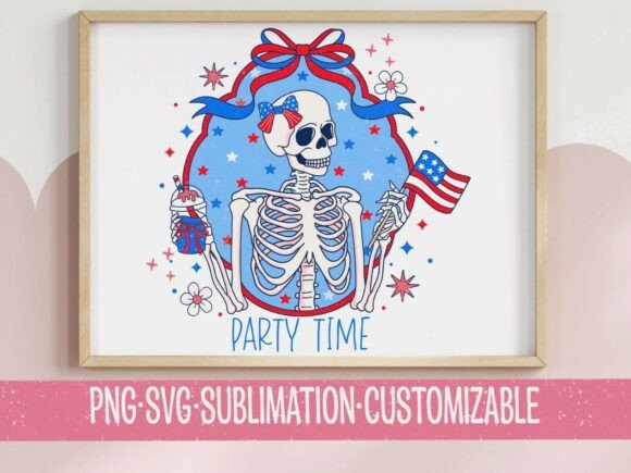 Party Time Patriotic Skeleton SVG
