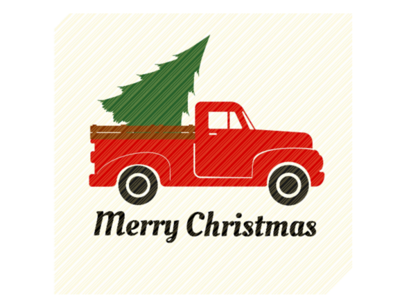 Red Vintage Truck with Christmas Tree