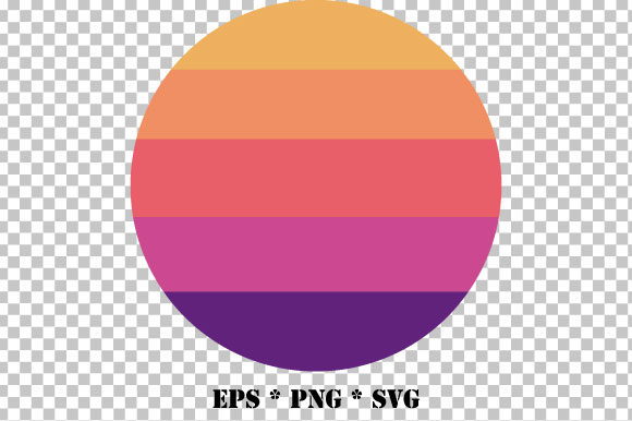 Retro Circle Stripes Sunset Vector SVG