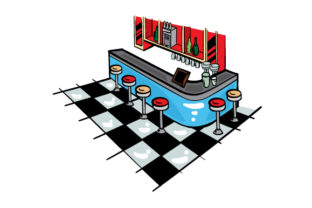 Retro Diner Embroidery Design