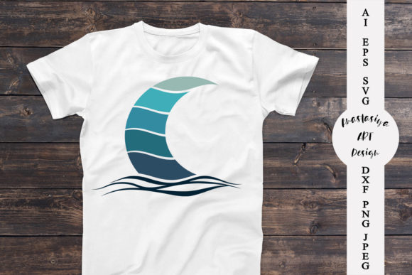 Retro Moon and Wave