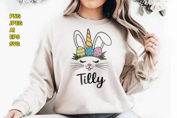 Tilly Easter Bunny Unicorn T-Shirt PNG
