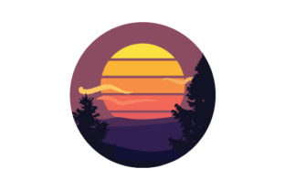 Vintage Retro Colored Striped Distressed Sunset Design