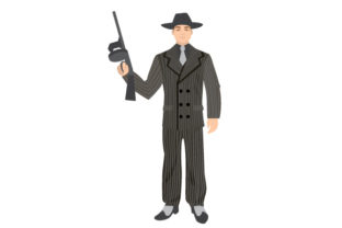 Vintage Retro Illustration of 1940s Gangster