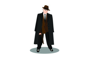 Vintage Retro Illustration of 1940s Gangster