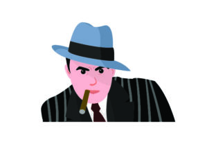 Vintage Retro Illustration of 1940s Gangster Shoulder Up